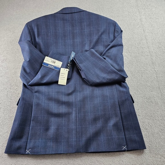 IZOD 2-Piece Suit Jacket & Pants Mens 42 S/ 36W Dark Blue Check Single Breasted - Picture 7 of 16